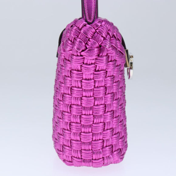 Salvatore Ferragamo Gancini Shoulder Bag Leather Pink Silver Auth 102537AV