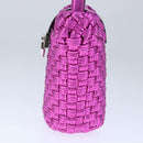 Salvatore Ferragamo Gancini Shoulder Bag Leather Pink Silver Auth 102537AV-4