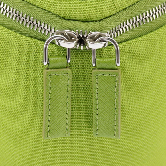 PRADA Shoulder Bag Canvas Silver Green Auth 102538AV