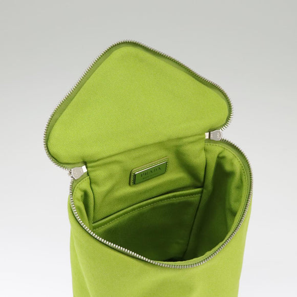 PRADA Shoulder Bag Canvas Silver Green Auth 102538SAV