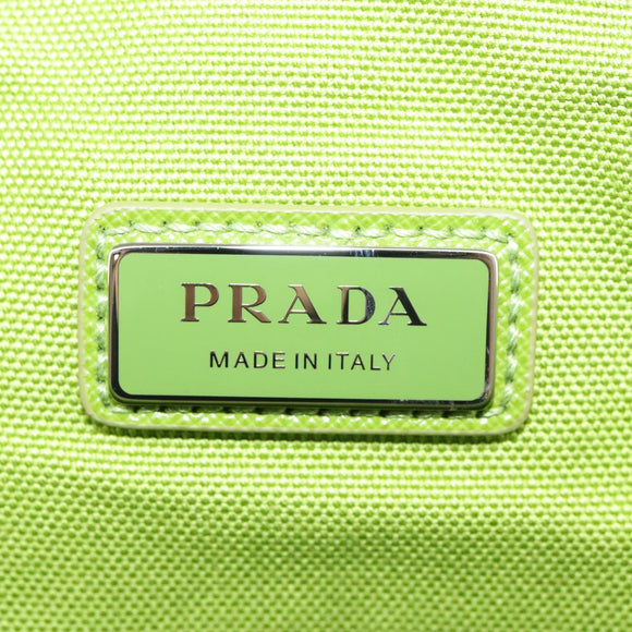 PRADA Shoulder Bag Canvas Silver Green Auth 102538SAV