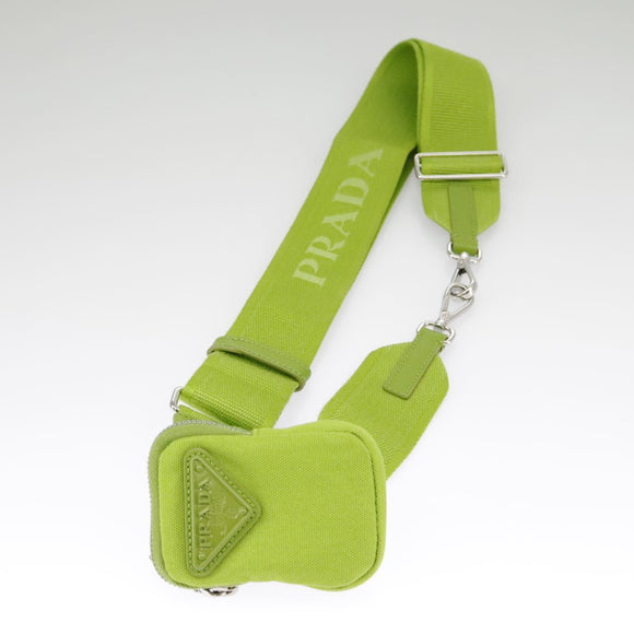 PRADA Shoulder Bag Canvas Silver Green Auth 102538SAV