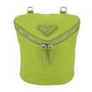 PRADA Shoulder Bag Canvas Silver Green Auth 102538AV-13