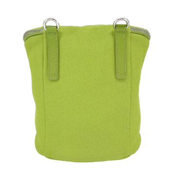 PRADA Shoulder Bag Canvas Silver Green Auth 102538AV - 0