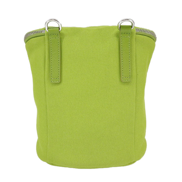 PRADA Shoulder Bag Canvas Silver Green Auth 102538AV