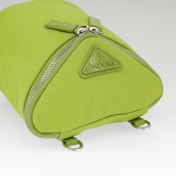 PRADA Shoulder Bag Canvas Silver Green Auth 102538SAV