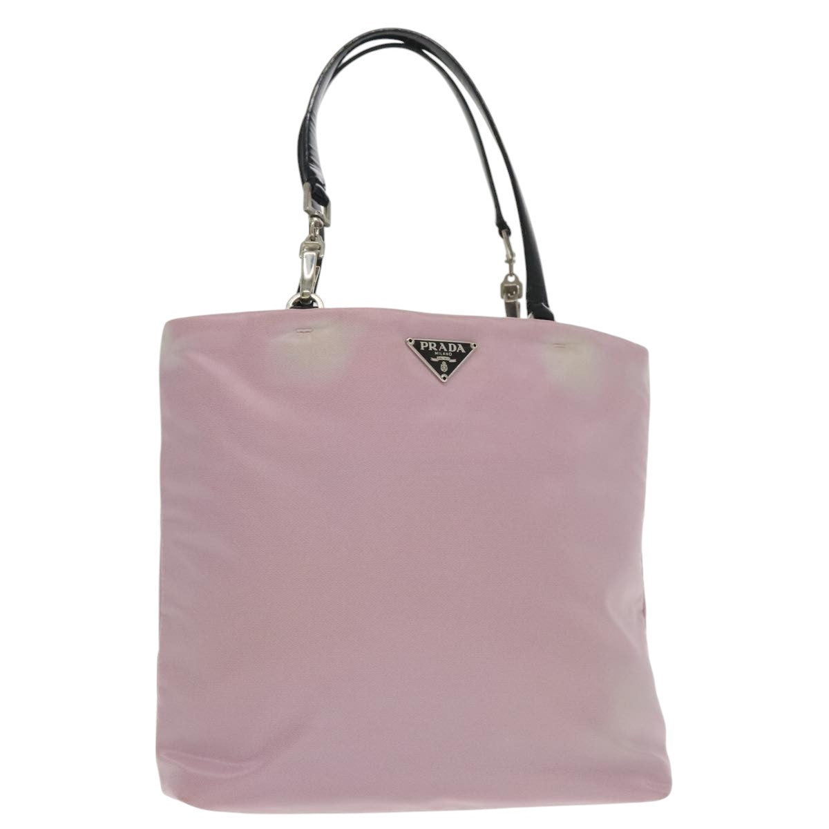 PRADA Tote Bag Nylon Pink Black Silver Auth 102548