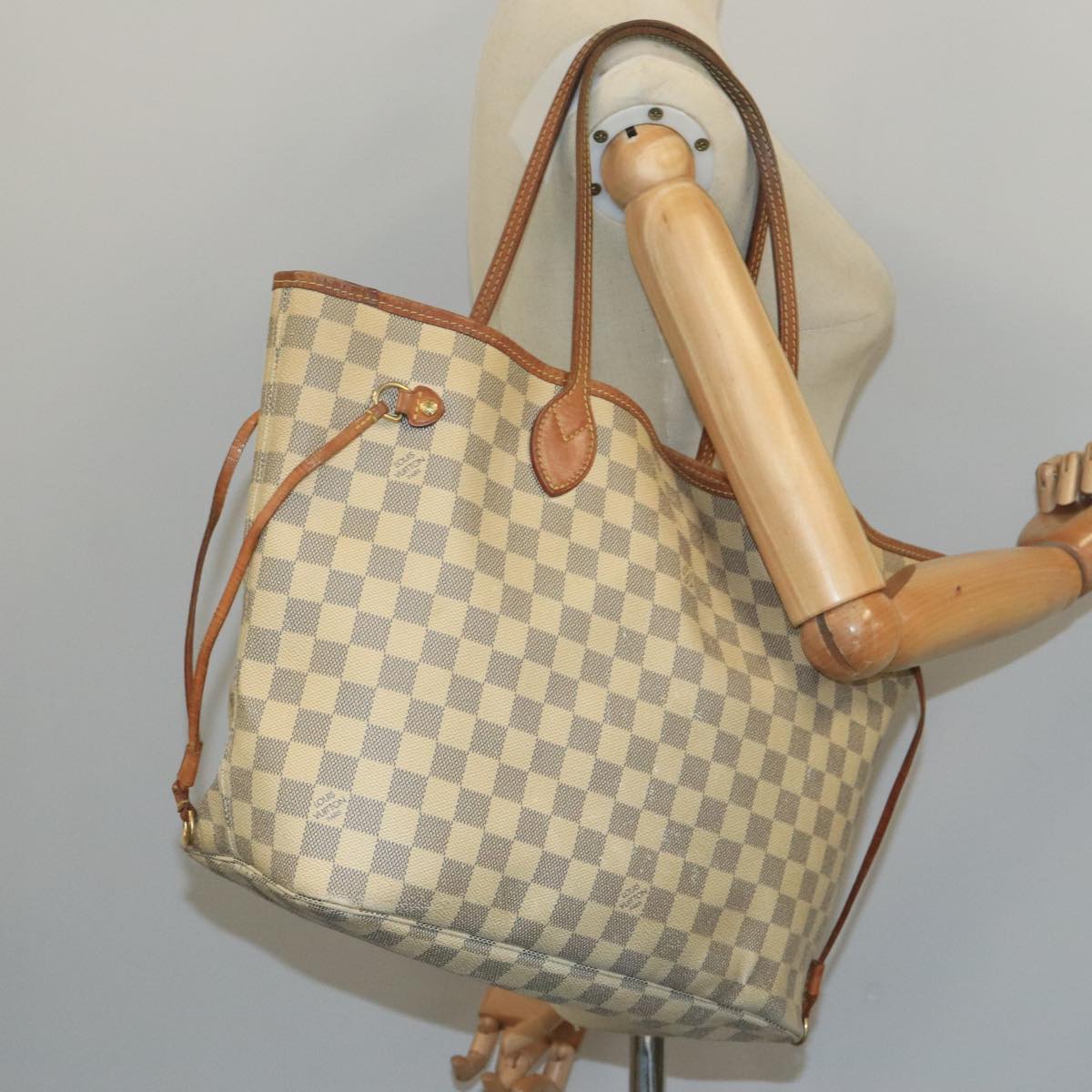 LOUIS VUITTON Damier Azur Neverfull MM Tote Bag N51107 LV Auth 102567