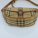Burberrys Nova Check Shoulder Bag Canvas Beige Auth 102581-5