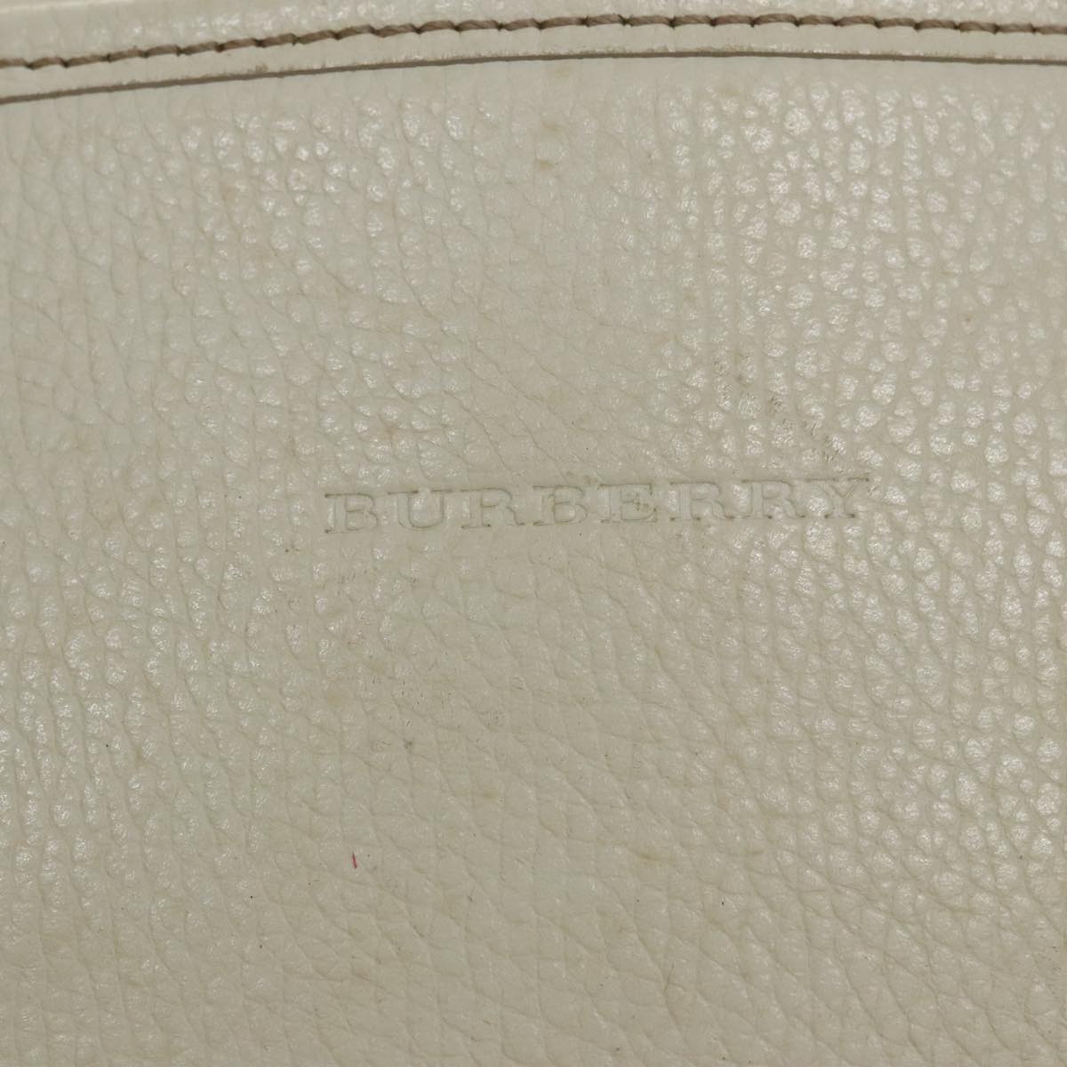 BURBERRY Tote Bag Leather White Auth 102582