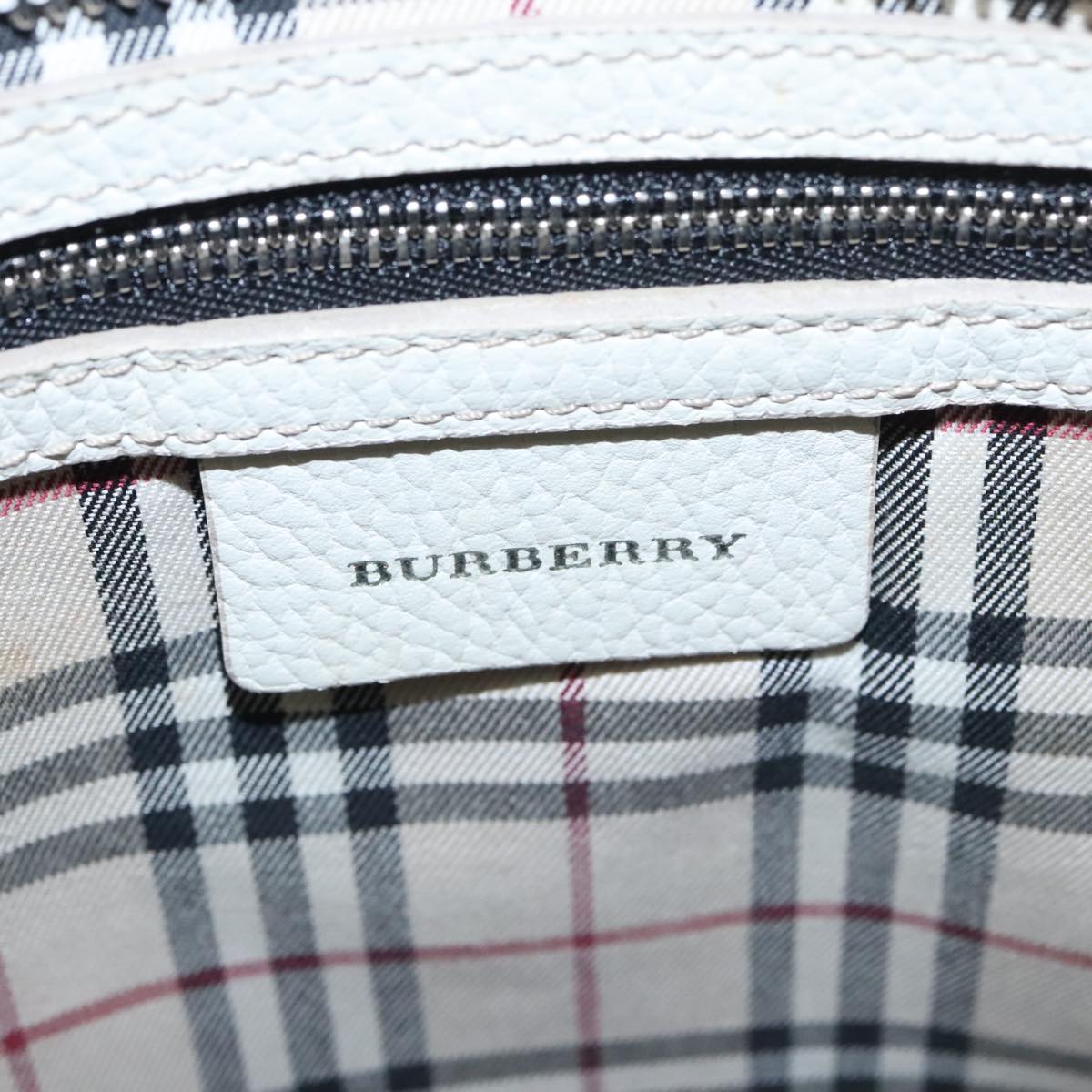 BURBERRY Tote Bag Leather White Auth 102582