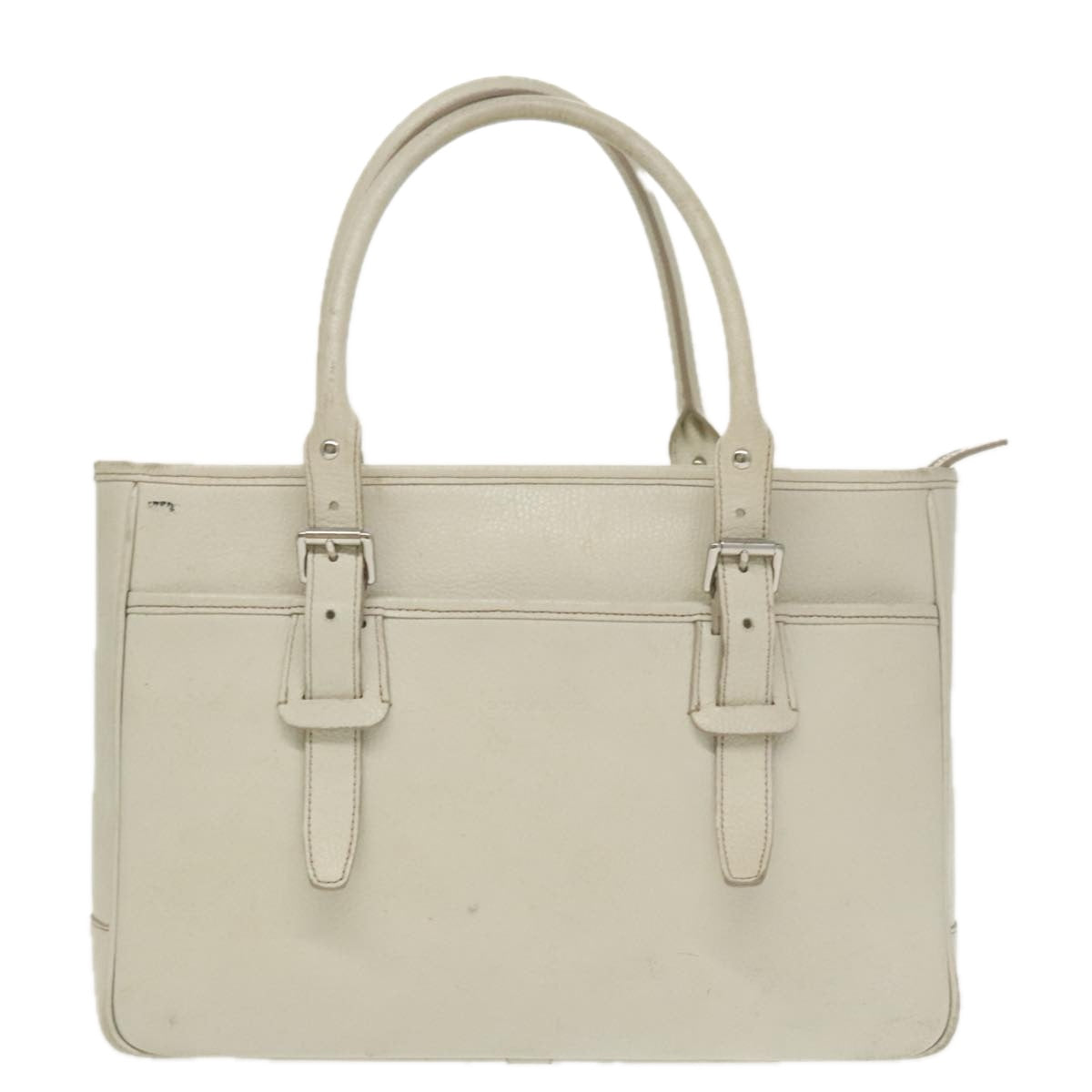 BURBERRY Tote Bag Leather White Auth 102582