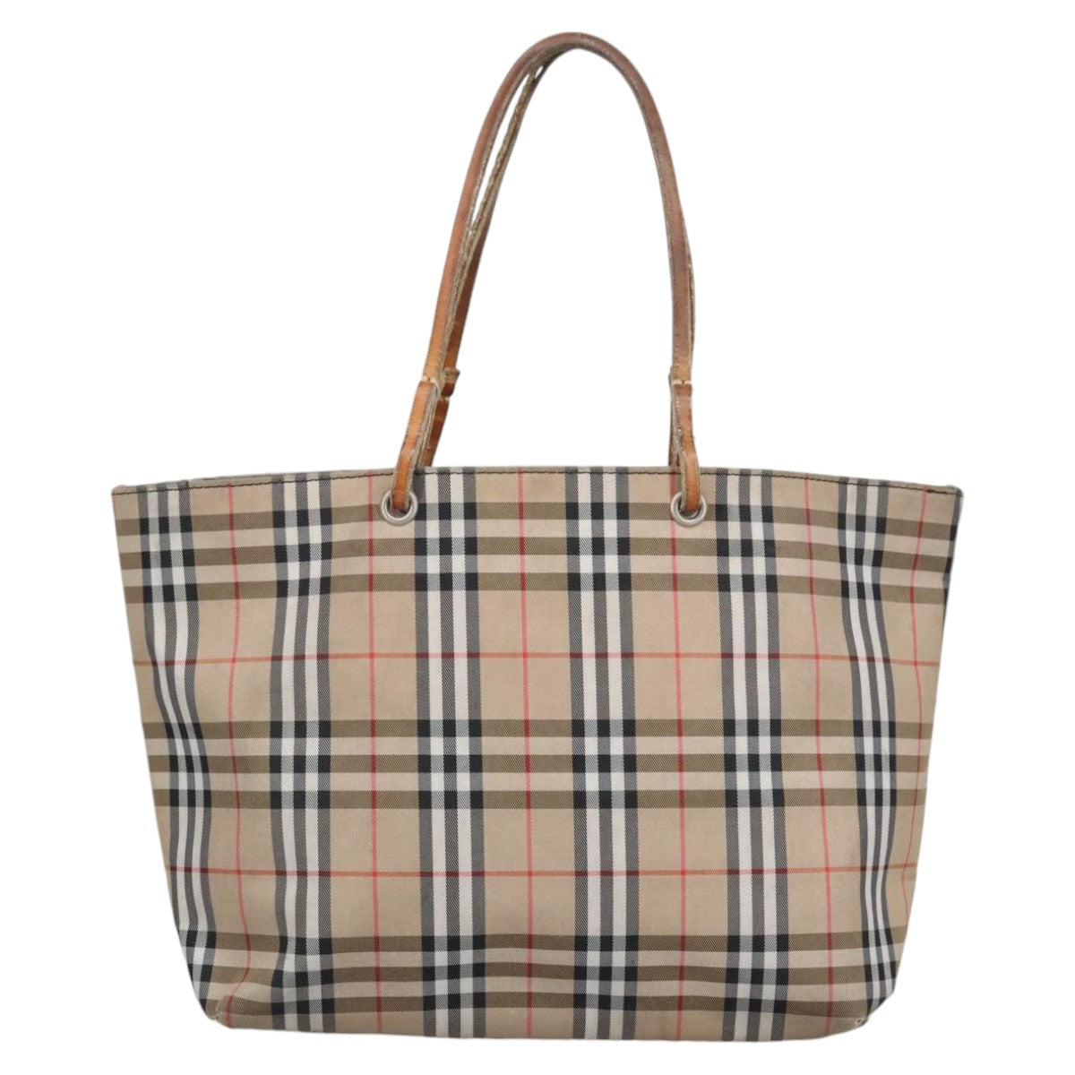 BURBERRY Nova Check Tote Bag Canvas Beige Auth 102583 - 0