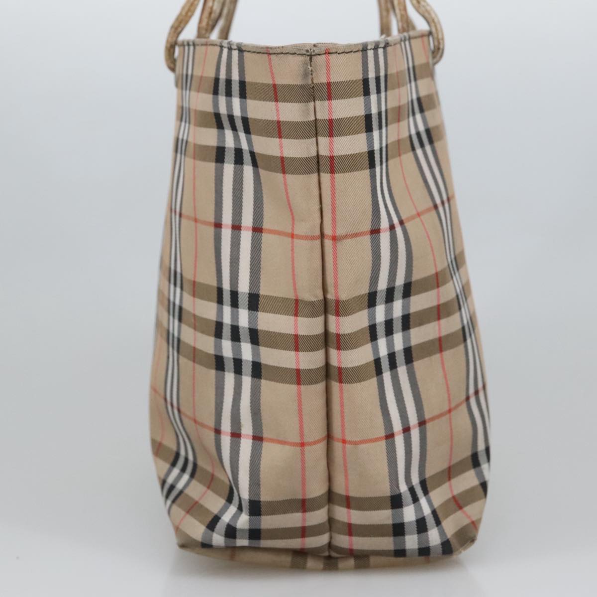 BURBERRY Nova Check Tote Bag Canvas Beige Auth 102583