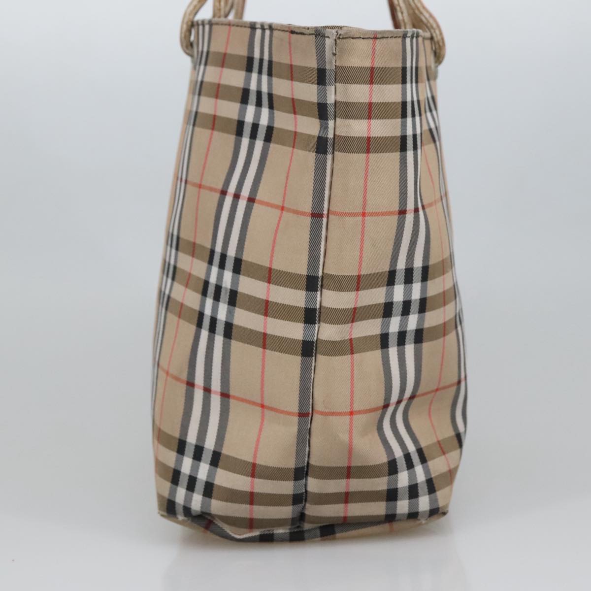 BURBERRY Nova Check Tote Bag Canvas Beige Auth 102583