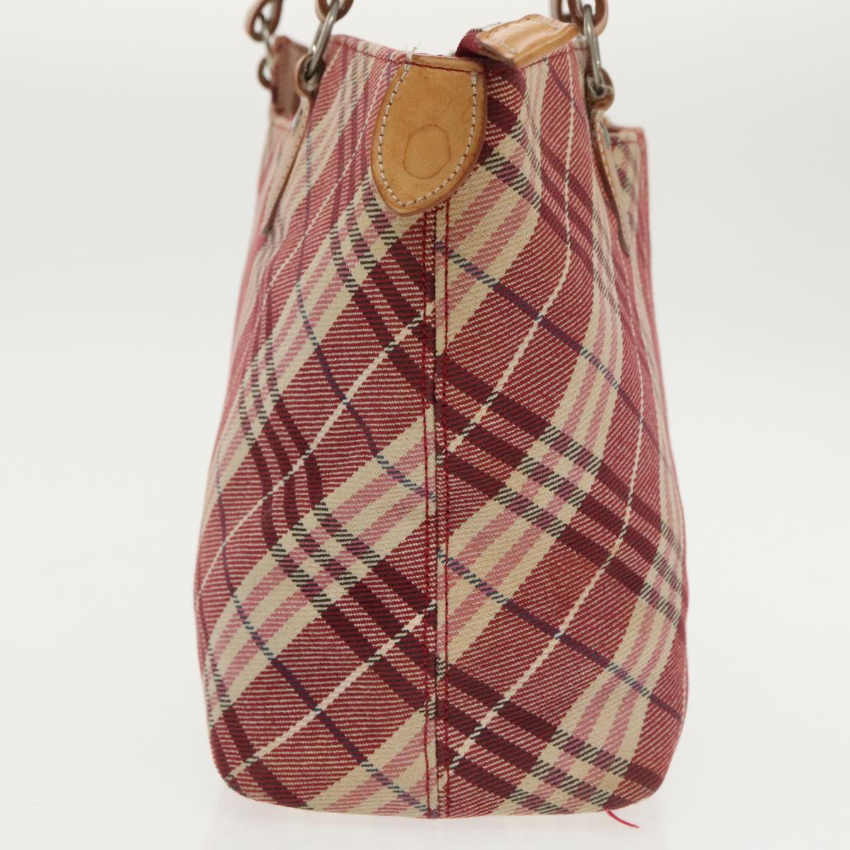 BURBERRY Nova Check Blue Label Tote Bag Canvas Red Auth 102585