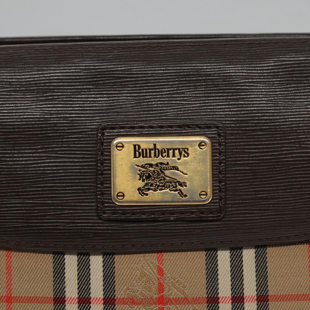 Burberrys Nova Check Clutch Bag Canvas Beige Auth 102603