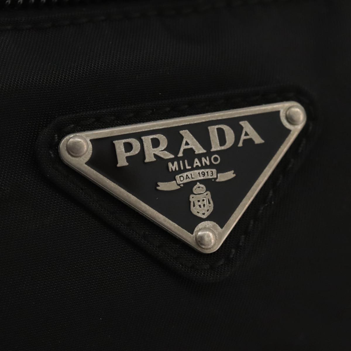 PRADA Body Bag Nylon Black Silver Auth 102604