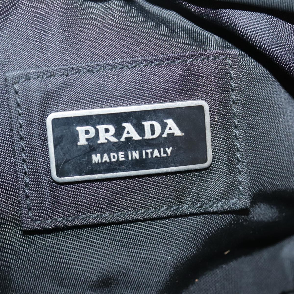 PRADA Body Bag Nylon Black Silver Auth 102604