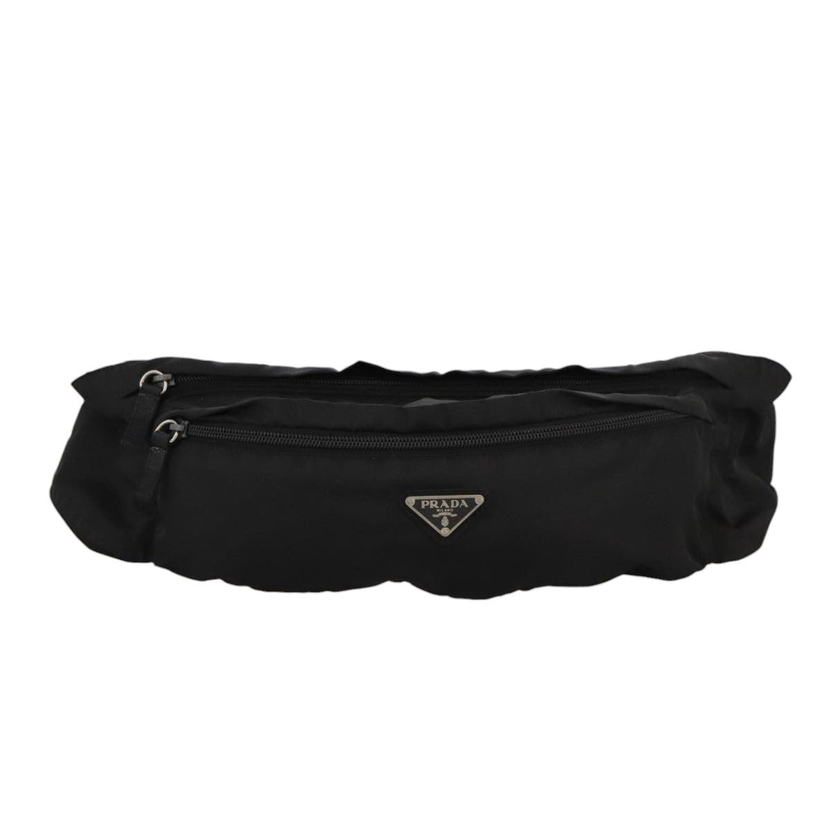 PRADA Body Bag Nylon Black Silver Auth 102604