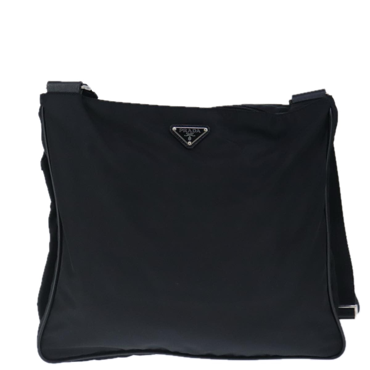 PRADA Shoulder Bag Nylon Black Silver Auth 102618