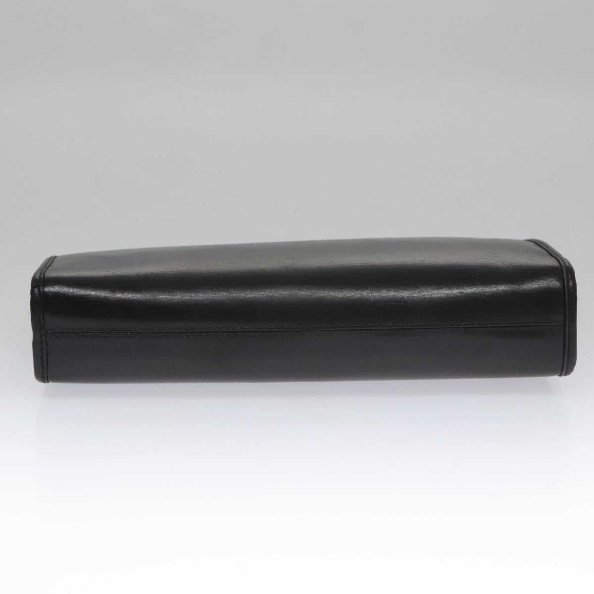 CELINE Clutch Bag Leather Black Auth 102621