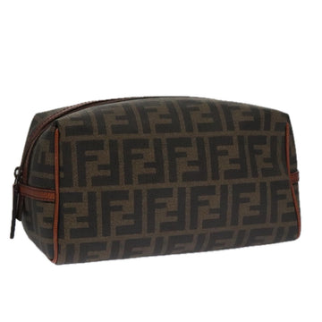 FENDI Zucca Canvas Pouch Brown Black Auth 102629V