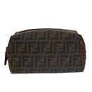 FENDI Zucca Canvas Pouch Brown Black Auth 102629V-13