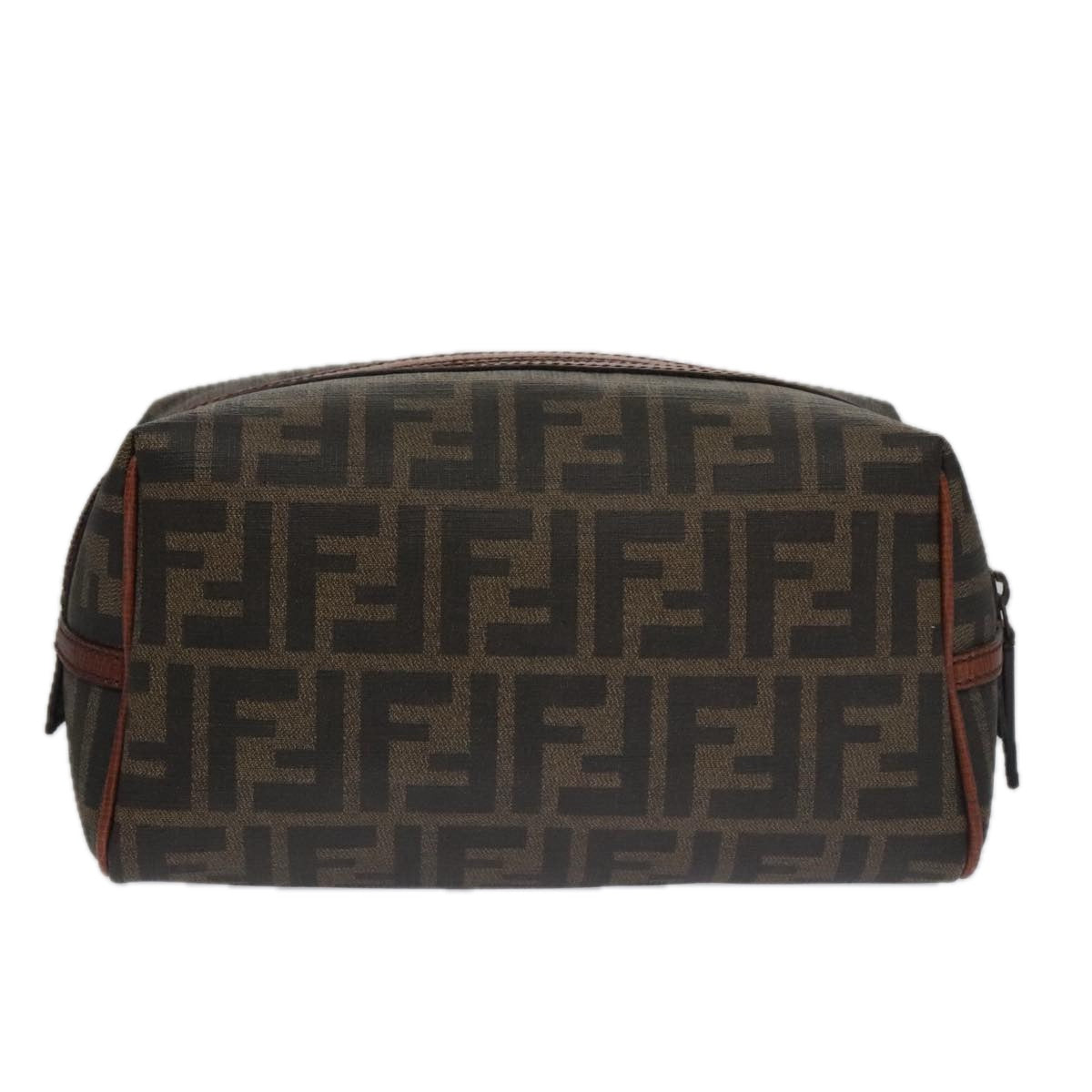 FENDI Zucca Canvas Pouch Brown Black Auth 102629