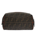 FENDI Zucca Canvas Pouch Brown Black Auth 102629V-2