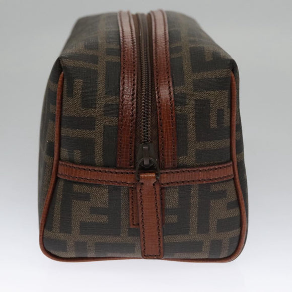 FENDI Zucca Canvas Pouch Brown Black Auth 102629V