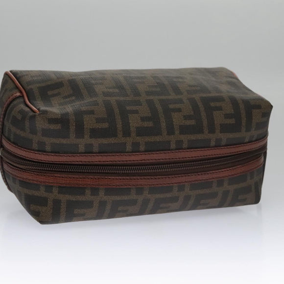 FENDI Zucca Canvas Pouch Brown Black Auth 102629V