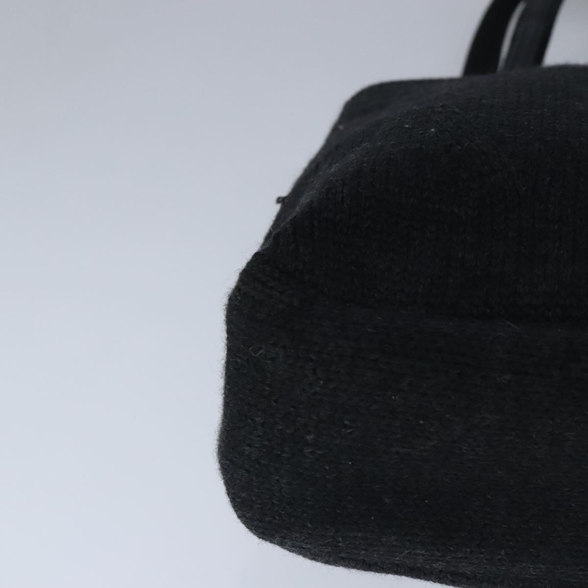 PRADA Hand Bag Wool Black Auth 102662