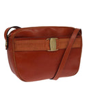 Salvatore Ferragamo Shoulder Bag Leather Brown Gold Auth 102665-1