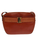 Salvatore Ferragamo Shoulder Bag Leather Brown Gold Auth 102665-13