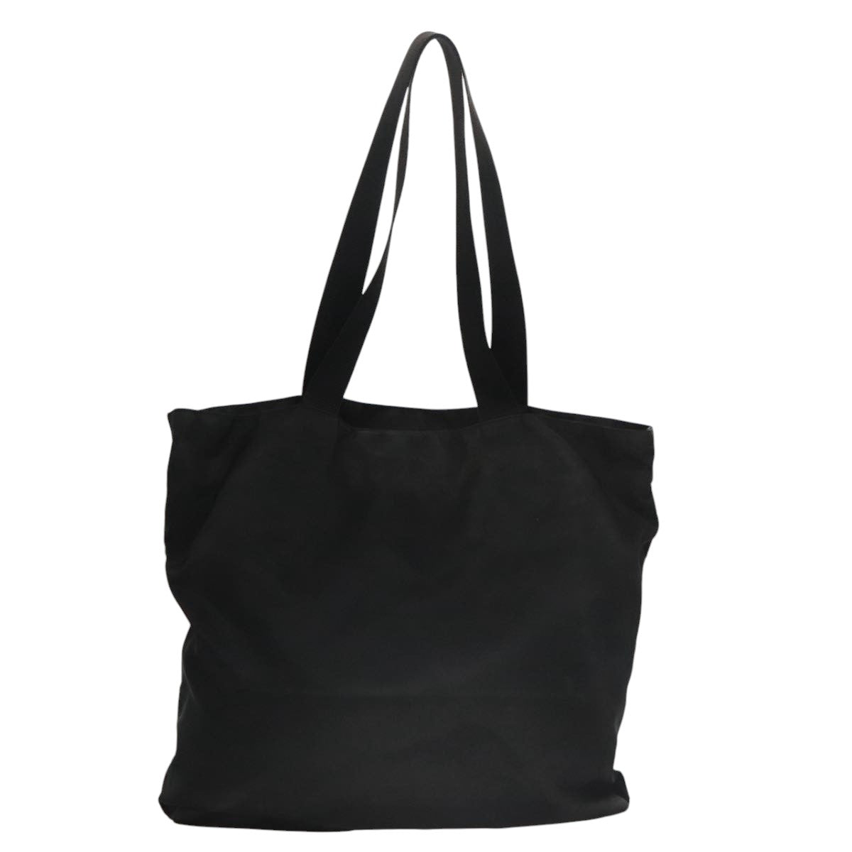 PRADA Tote Bag Nylon Black Silver Auth 102678