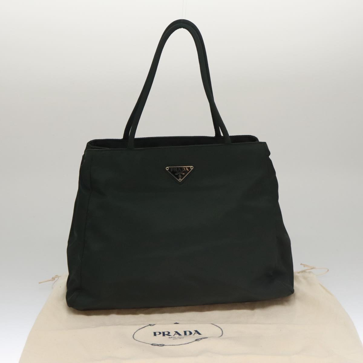 PRADA Hand Bag Nylon Khaki Auth 102688