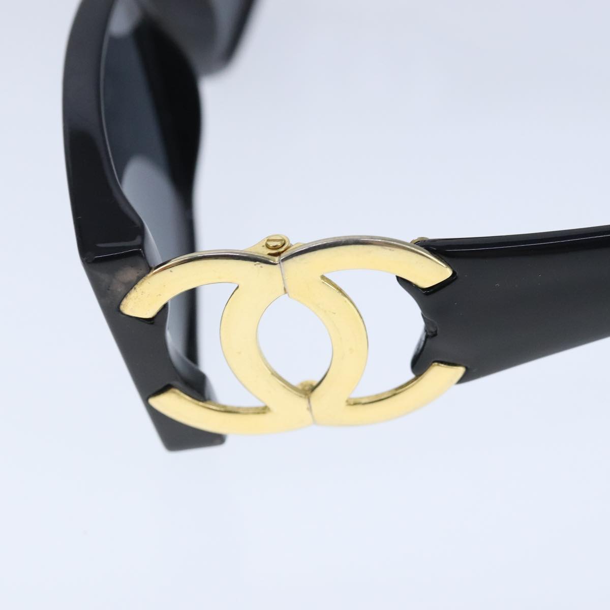 CHANEL Sunglasses plastic Black CC Auth 102693