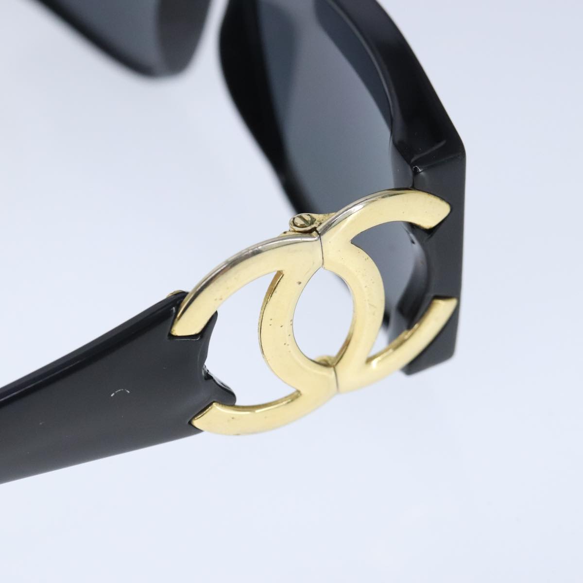 CHANEL Sunglasses plastic Black CC Auth 102693