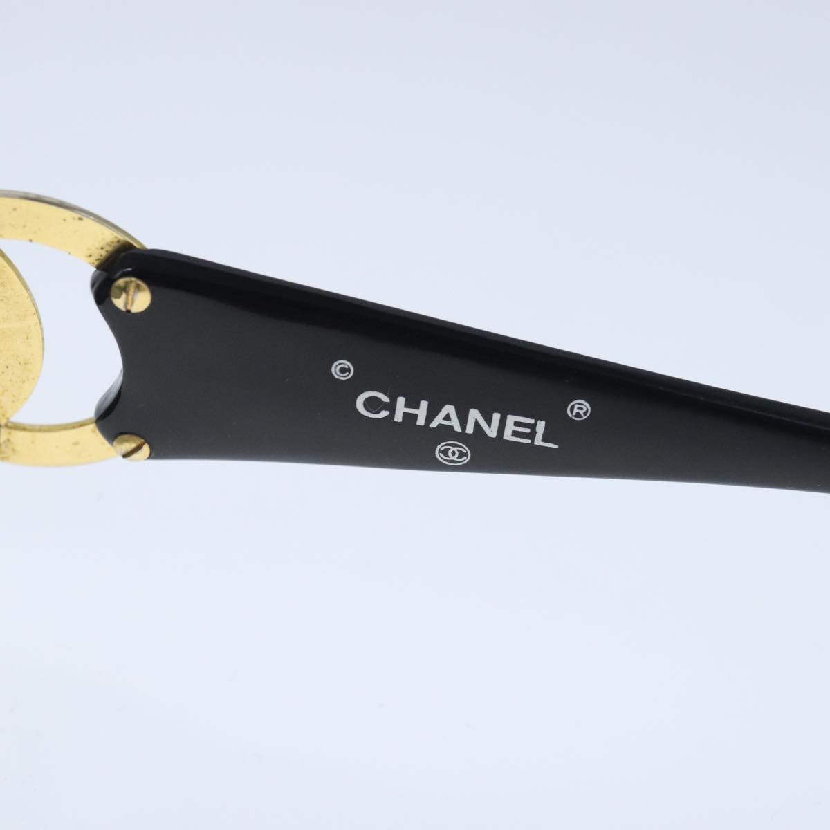 CHANEL Sunglasses plastic Black CC Auth 102693