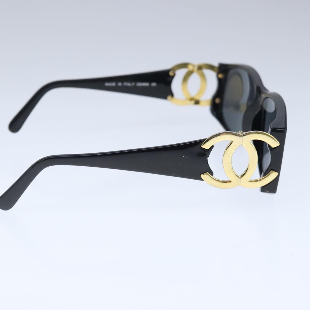 CHANEL Sunglasses plastic Black CC Auth 102693