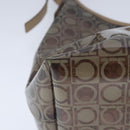 Salvatore Ferragamo Gancini Shoulder Bag Vinyl Leather Brown Silver Auth 102694-16