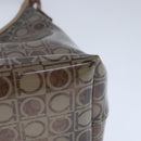 Salvatore Ferragamo Gancini Shoulder Bag Vinyl Leather Brown Silver Auth 102694-9