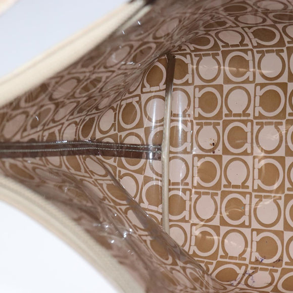 Salvatore Ferragamo Gancini Shoulder Bag Vinyl Leather Brown Silver Auth 102694