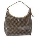 Salvatore Ferragamo Gancini Shoulder Bag Vinyl Leather Brown Silver Auth 102694-1