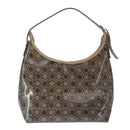 Salvatore Ferragamo Gancini Shoulder Bag Vinyl Leather Brown Silver Auth 102694-13