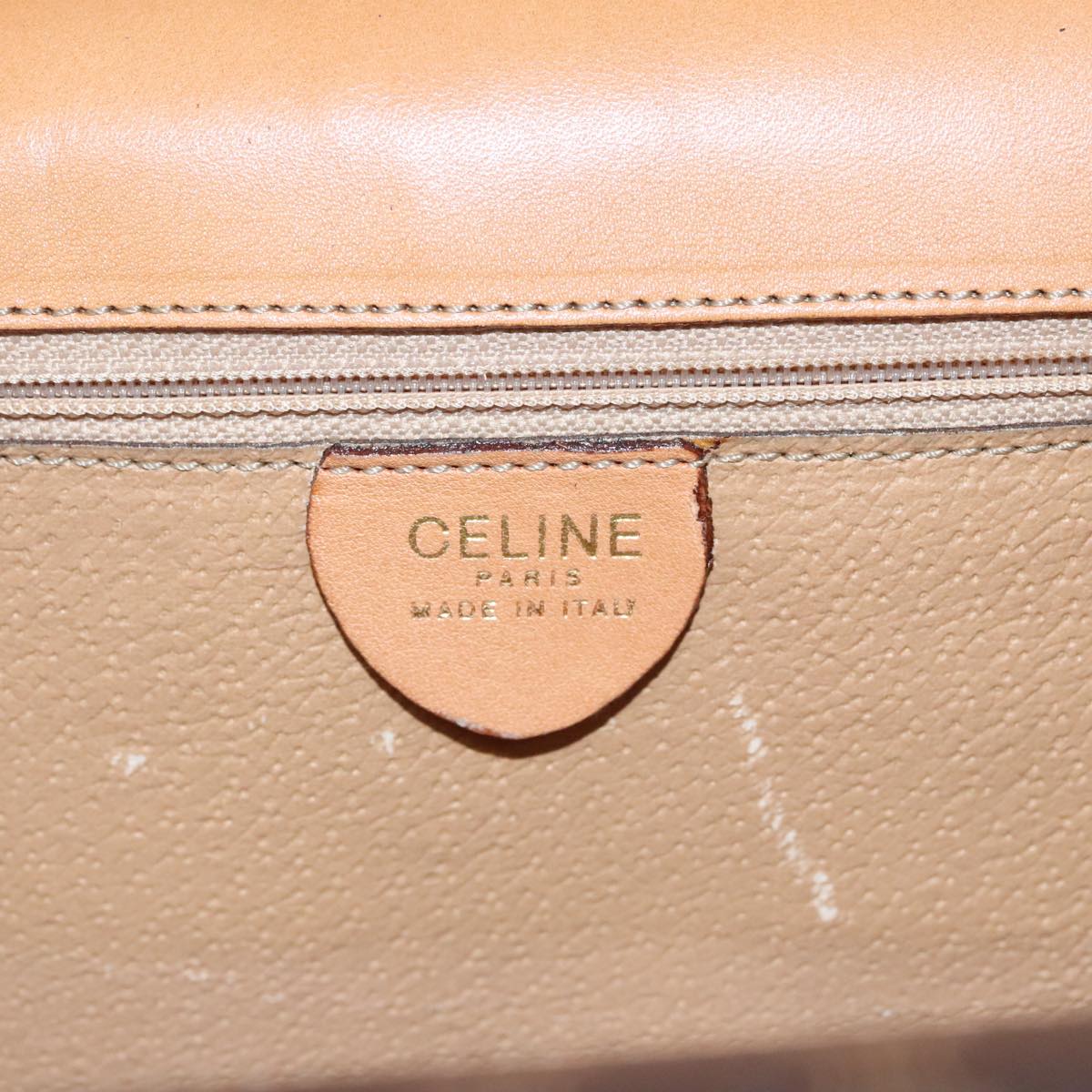 CELINE Macadam Canvas Hand Bag PVC Leather Brown Gold Auth 102697