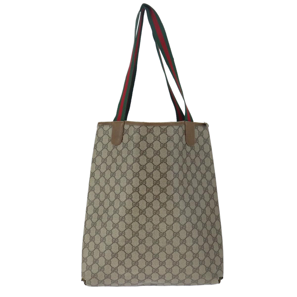 GUCCI GG Supreme Web Sherry Line Tote Bag PVC Beige Red 39 02 003 Auth 102698 - 0