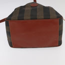FENDI Pecan Canvas Shoulder Bag Brown Black Gold Auth 102701-10