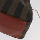 FENDI Pecan Canvas Shoulder Bag Brown Black Gold Auth 102701-11